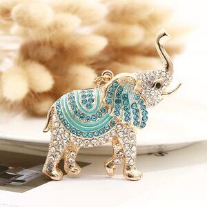 Buy it Now Price blue and clear rhinestone elephant bag charm key chain